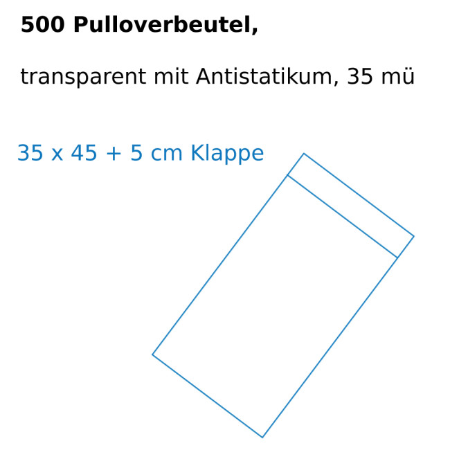 500 Pulloverbeutel, 35 x 45 + 5 cm Klappe, transparent mit Antistatikum, 35 mü Bild 2