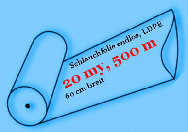 Schlauchfolie Optima, endlos, LDPE, 20 my, 60 cm breit, 500 Meter