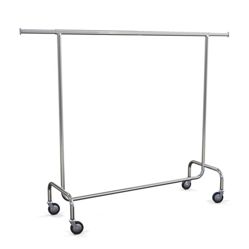 [RS150] Rollkleiderständer aus Metall komplett verchromt, Länge 150 cm