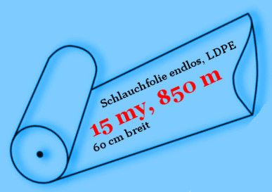 [SF600_15_850m] Schlauchfolie Maxima, endlos, LDPE, 15 my, 60 cm breit, 850 Meter