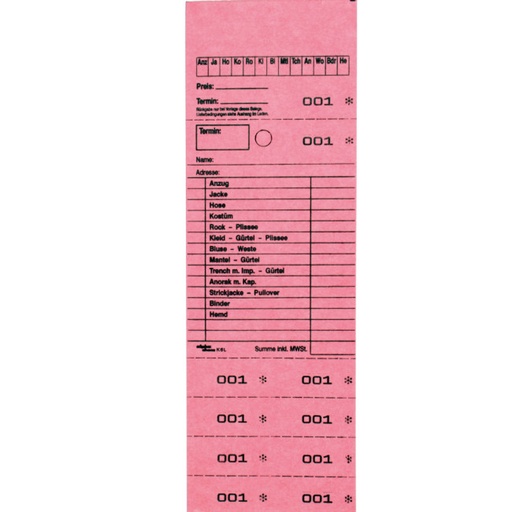 [AB-4] Annahmeblock auf Deutsch in 11 Farben, Kombi 6L (Deutsche Version)